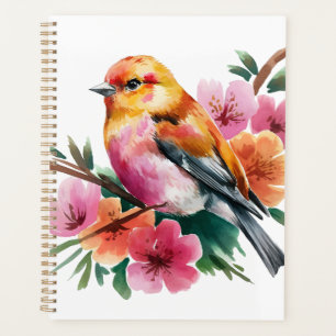 Pink Flower Bird Planner