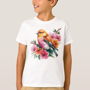 Pink Flower Bird T-Shirt