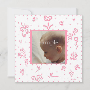 Pink Flower Birth Announcement