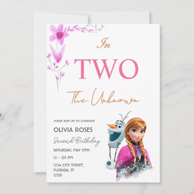 Pink Flower Birthday for Kids Invitation (Front)