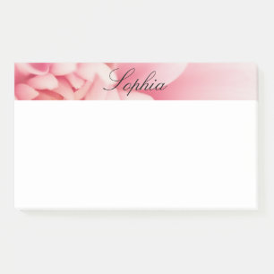 Pink Flower & Black Script Name Post-it Notes