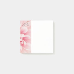 Pink Flower & Black Script Name, Vs 2 Post-it Notes