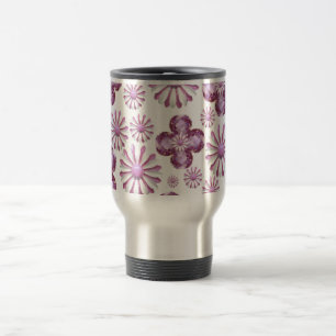 PINK FLOWER BLING COFFEE TRAVEL MUG