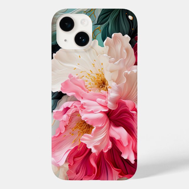 Pink flower blooms and leaves Case-Mate iPhone case (Back)