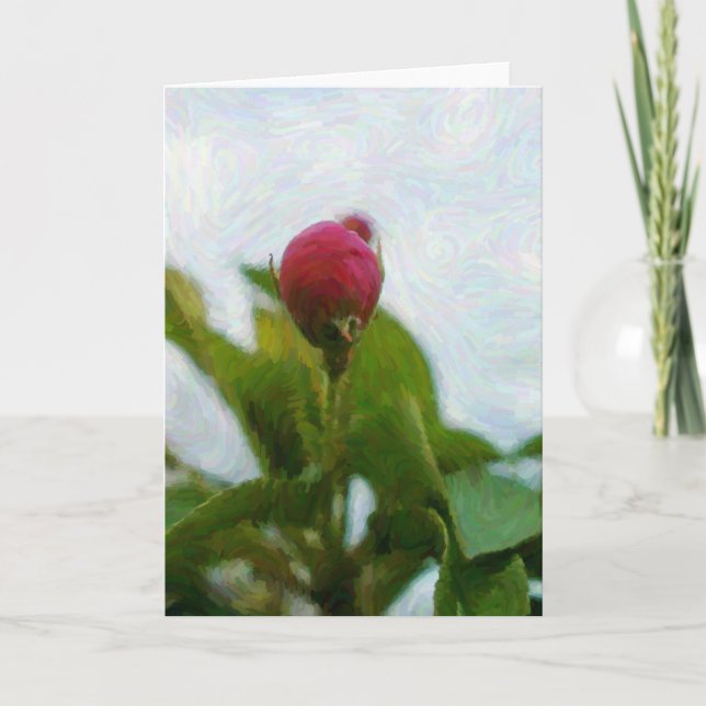 Pink Flower Blossom Artsy Gouache Style Note Card (Front)