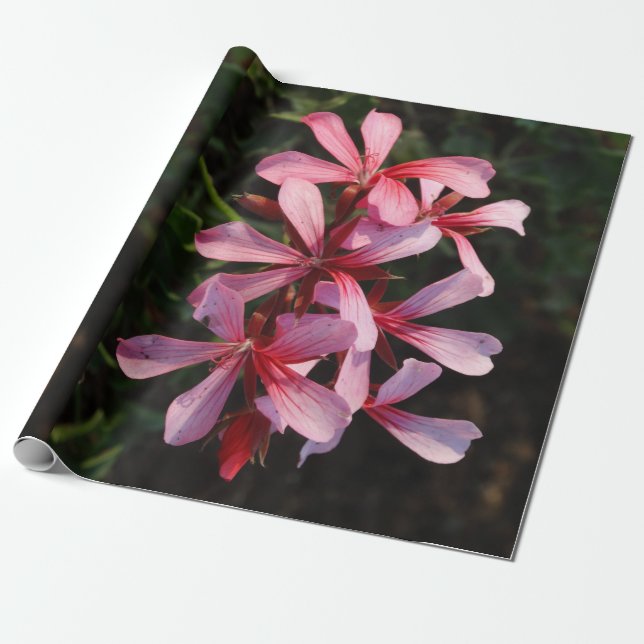Pink Flower Blossom Linen Wrapping Paper (Unrolled)