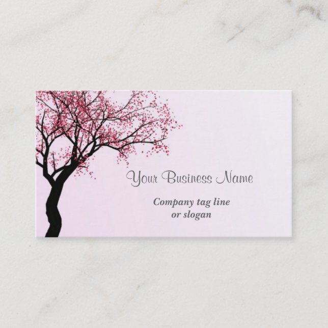 Pink Flower Blossom Tree Business Card (Front)