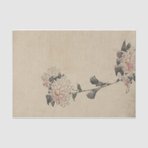 Pink Flower Blossoms on Low Stalk by Hokusai Tissue Paper