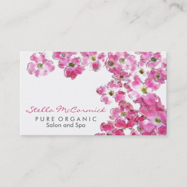 Pink Flower Blossoms Spa Beauty Salon Business Card (Front)