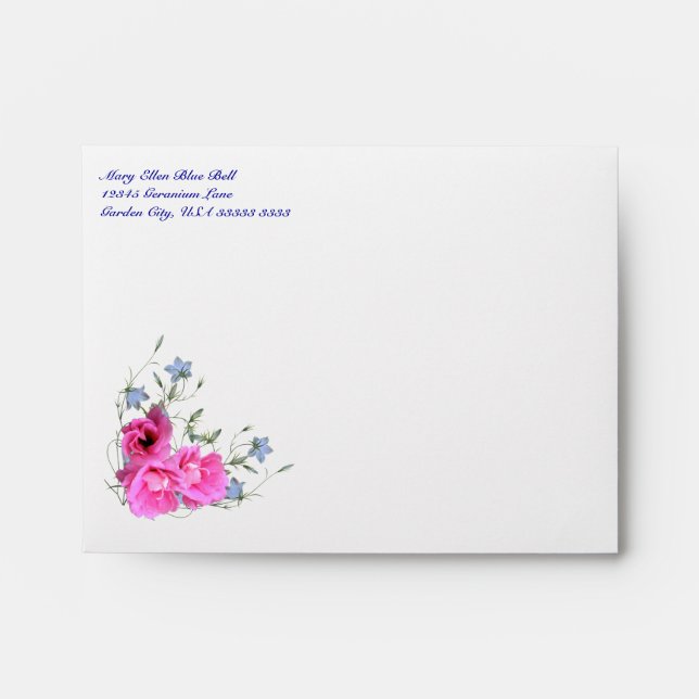 Pink Flower Boquet A2 Stationary and Note Envelope (Front)