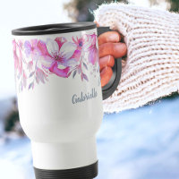 Pink Flower Border and Brush Script Name