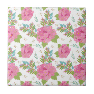 Pink Flower Botanical Floral Blossom Leaves Tile