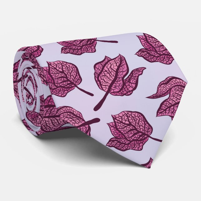 Pink Flower Botanical Pattern Physalis Botanical S Tie (Rolled)