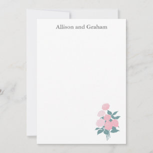 Pink Flower Bouquet Drawing Personalised Card