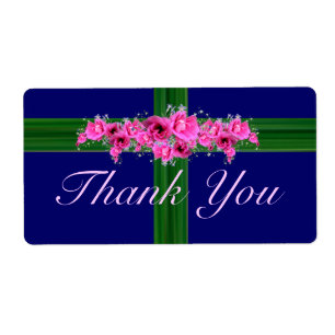 Pink Flower Bouquet Thank You Stickers - labels