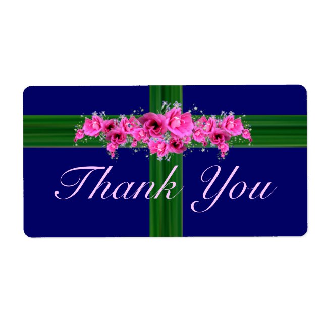 Pink Flower Bouquet Thank You Stickers - labels (Front)