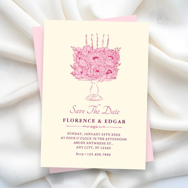 Pink flower bouquet wedding save the date (Creator Uploaded)