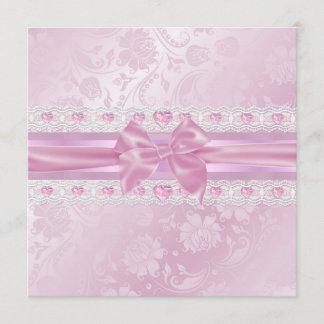 Pink Flower & Bow Sweet 16 Invite