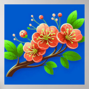 🌸 Pink Flower Branch Wall Decor Poster 🌸