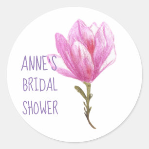 Pink Flower  Bridal Shower Classic Round Sticker