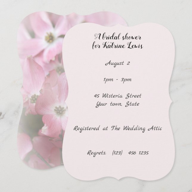 Pink Flower Bridal Shower Invitation (Front/Back)