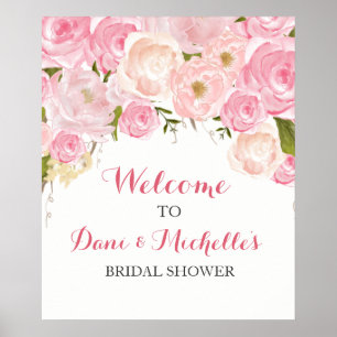 pink flower bridal shower SIGN