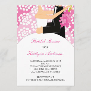 Pink Flower Bride Bridal Shower Invitation