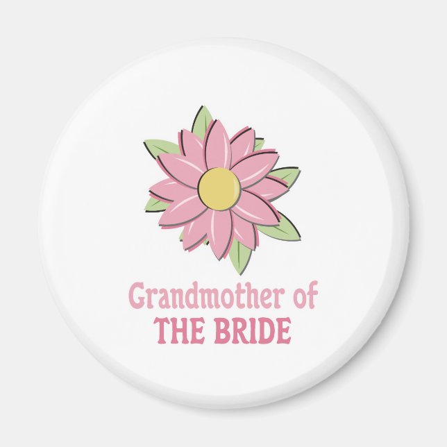 Pink Flower Bride Grandmother Magnet (Front)