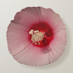 Pink Flower Brushed Polyester Round throw cushion