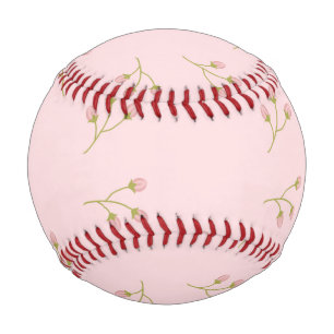 Pink Flower Buds Green Stem Floral Spring Baseball