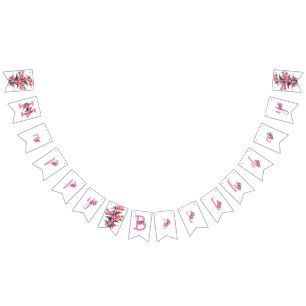 Pink flower bunting