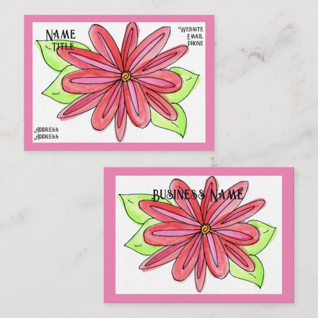 Pink Flower Business Cards (Front/Back)