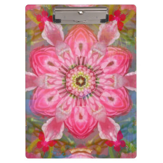 Pink Flower Butterfly Mandala Clipboard