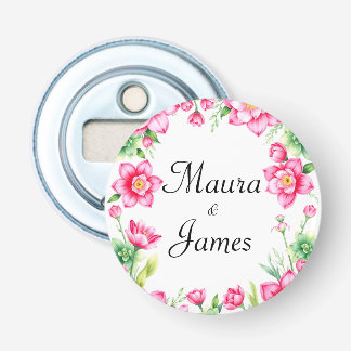 Pink Flower Button Bottle Opener