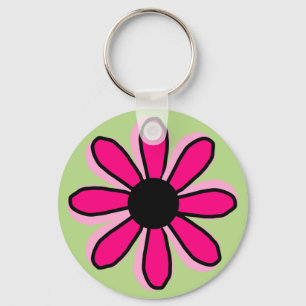 Pink Flower Button Keychain