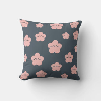 Pink Flower Cat | Cute face cat | flower cat lover Cushion