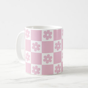 Pink Flower checked pattern Coffee Mug