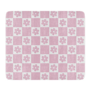 Pink Flower checked pattern Cutting Board