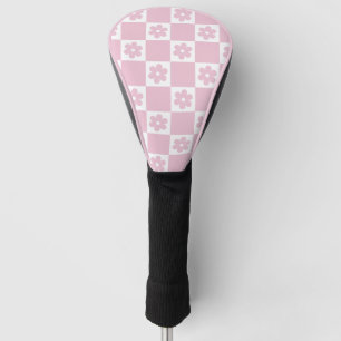 Pink Flower checked pattern Golf Head Cover