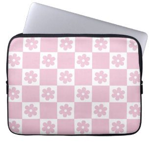 Pink Flower checked pattern Laptop Sleeve