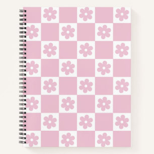 Pink Flower checked pattern Notebook