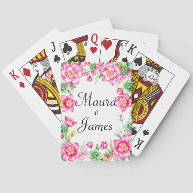 Pink Flower Classic Playing Cards (Back)