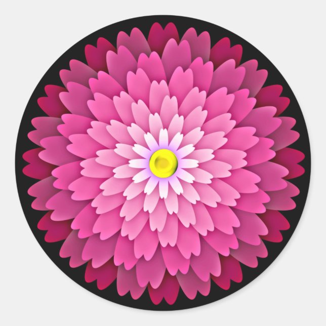 Pink Flower Classic Round Sticker (Front)