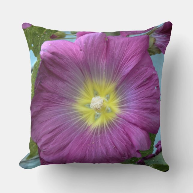 Pink Flower Close Up Photo Throw Pillow (Front)