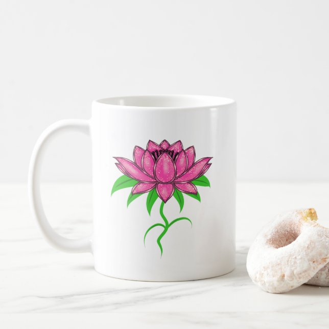 Pink flower coffee mug (With Donut)