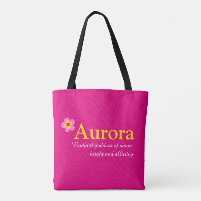 Pink flower custom name Aurora and meaning Tote Bag (Back)