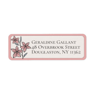 Pink Flower Custom Return Address Rounded Border
