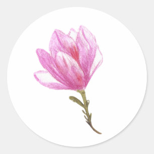 Pink Flower Drawing ,Floral Drawing Sticker