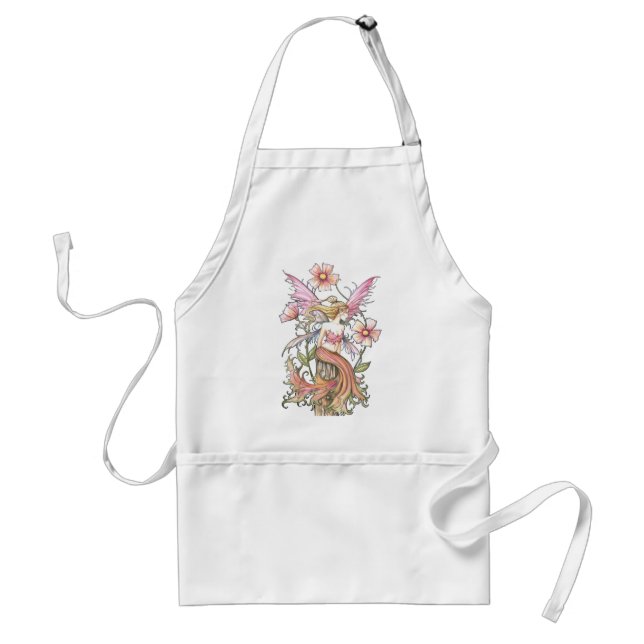 Pink Flower Fairy Art Standard Apron (Front)