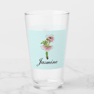 Pink Flower Fairy Personalised Glass